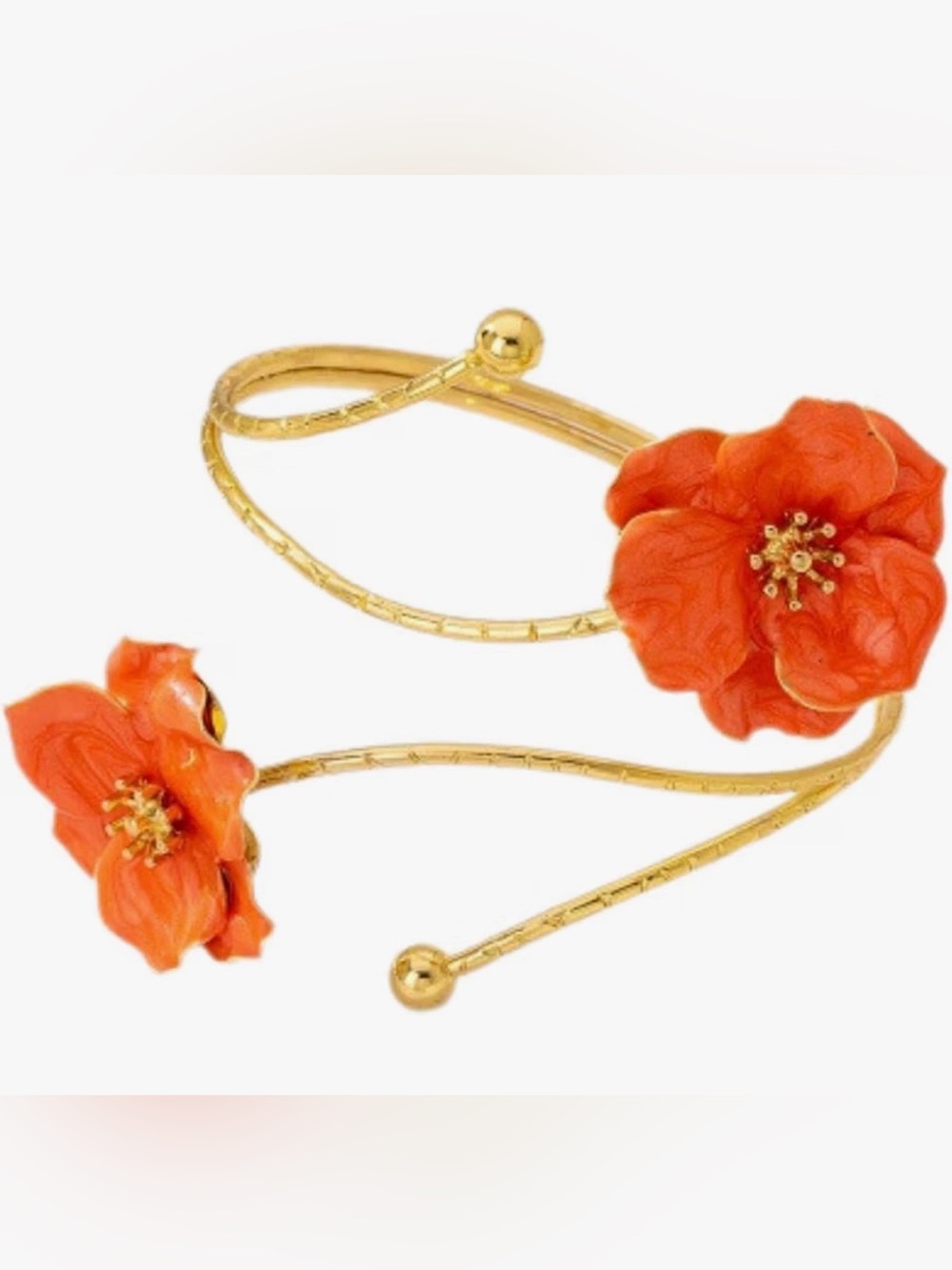 Gold-Tone Arm Cuff with Orange Floral Accents